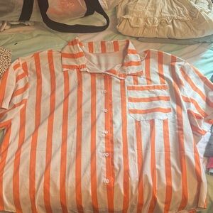 Orange and White Striped Shirt